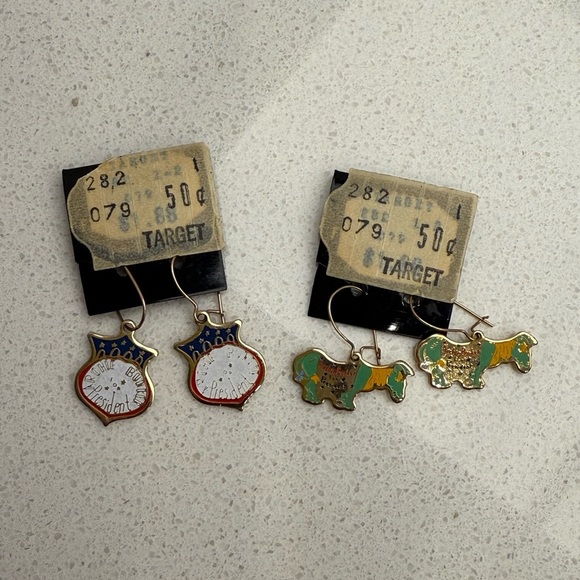 Vintage Archie Bunker for President Earrings All in the Family Gold Tone 1970s - Picture 2 of 10